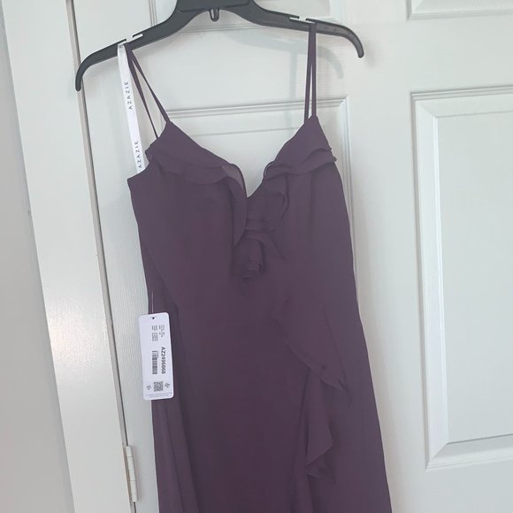 Azazie Kiki Plum Bridesmaid Dress Size 8 HEMMED - Picture 5 of 13